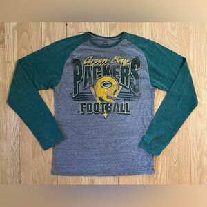 Green Bay Packers Raglan Long Sleeve T-Shirt, Retro Sport, Size Small